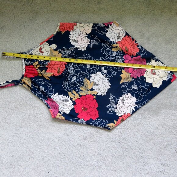 BOG Collective XS Sleeveless Handkerchief High Neck Navy Floral Print Blouse - Picture 8 of 12